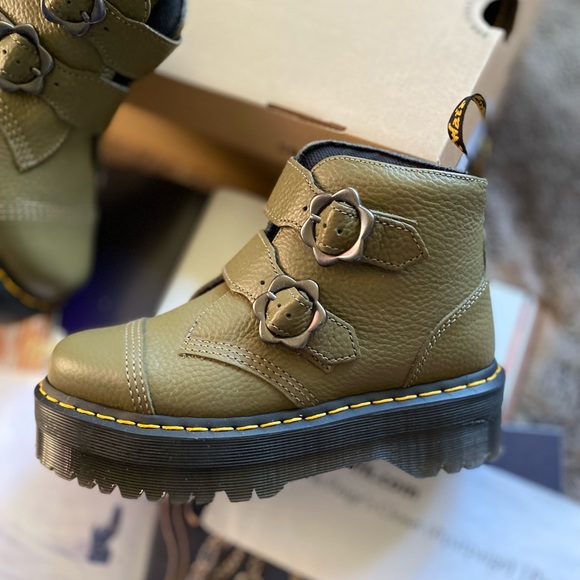 Dr. Martens Devon Flower Buckle Leather Platform Boots - Picture 16 of 16